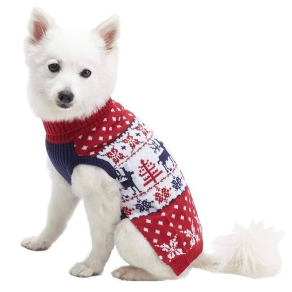 Dog Sweater - Vintage Vibe Holiday Reindeers Blueberry Pet S/M - Picture 2 of 11